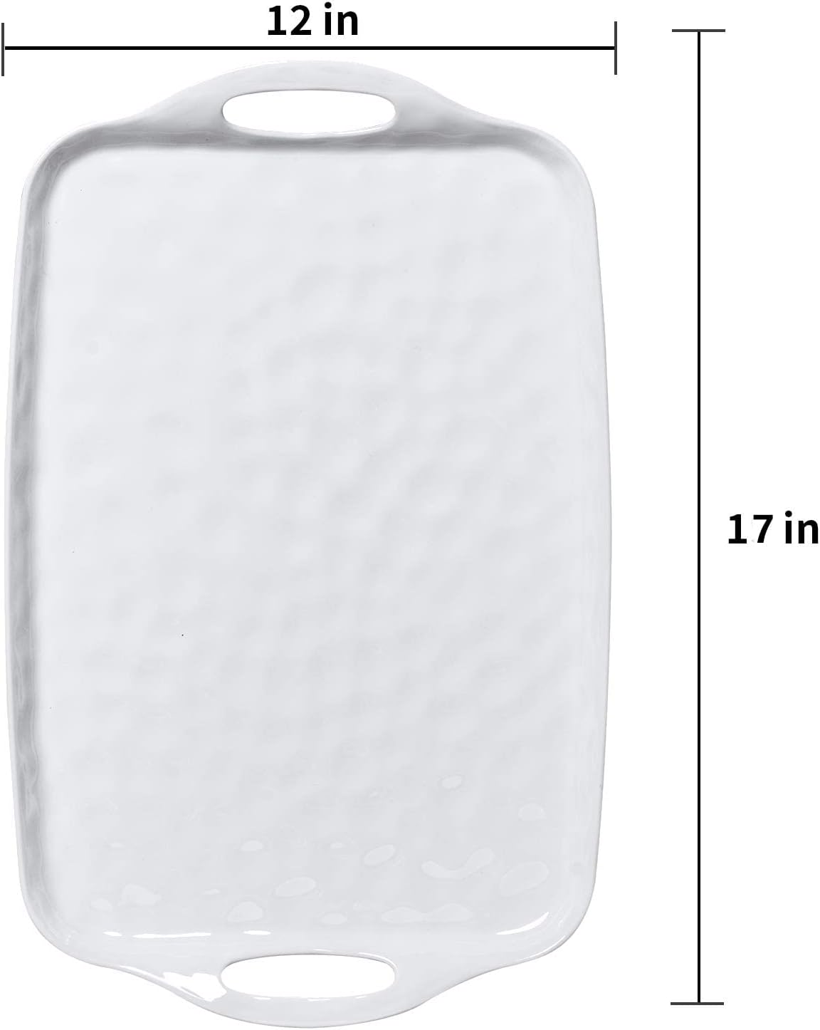 TP Large Serving Trays with Handles, 19" x 12" Melamine Serving Platters for Food, Turkey, Set of 2 Rectangular Trays for Party, Pure White
