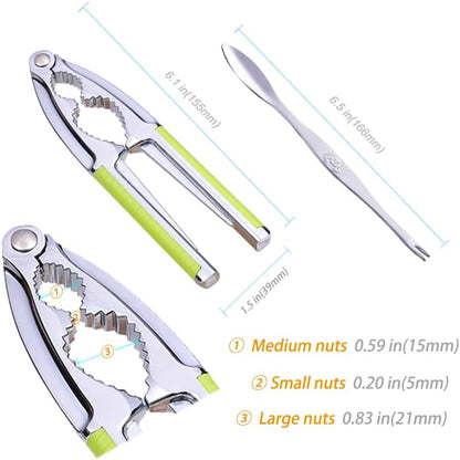 Nut Cracker, Nutcracker, Seafood Tools, Walnut Cracker for All Nuts, Heavy Duty Shell Cracker with 2 PCS Forks/Picks, Lobster Crab Crackers with Non-slip Handle