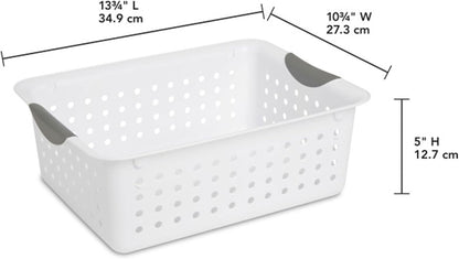 Sterilite 6-Pack Medium Ultra Basket, Open Top Plastic Storage Organizer, White - Classic Baskets for Organizing Countertops, Pantry Shelves, Kitchen Cabinets, Laundry Rooms or Home Offices