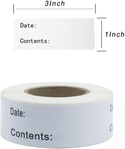 Food Storage Stickers | 1" x 3" Refrigerator Freezer Label | Removable Paper Label for Food Containers Food Date Stickers | Easy Clean Leaves No Residue