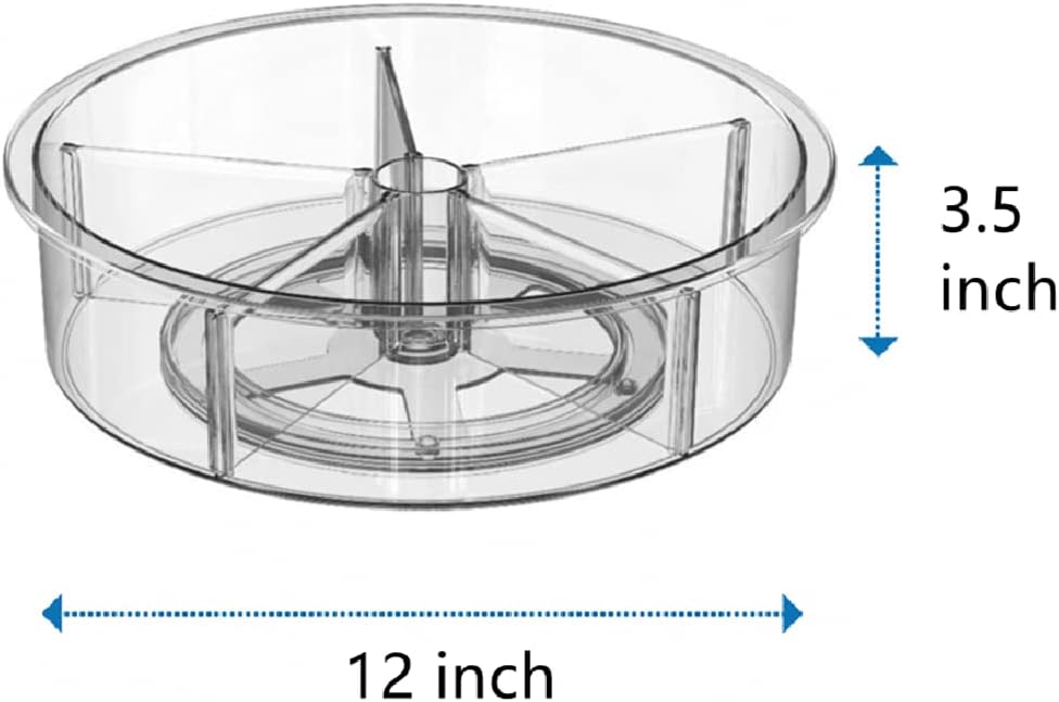 Slideep Lazy Susan Plastic Turntable Divided Spinner for Kitchen Cabinet, Pantry, Fridge, Cupboard, Counter Organizing Fully Rotating Organizer for Food, Spices, and Condiments, 11.5" Clear - 2 Pack