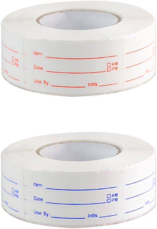 1000 PCS Food Date Labels - 2 Rolls of Write-On Stickers for Kitchen and Restaurant, Ideal for Freezer and Expiration Date Marking