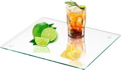 Tempered Glass Cutting Boards for Kitchen, 2Pcs Glass Chopping Boards, 16"x12" & 12"x8" Clear Glass Cutting Board Set With NonSlip Feet, Scratch Resistant, Heat Resistant, Easy to Clean