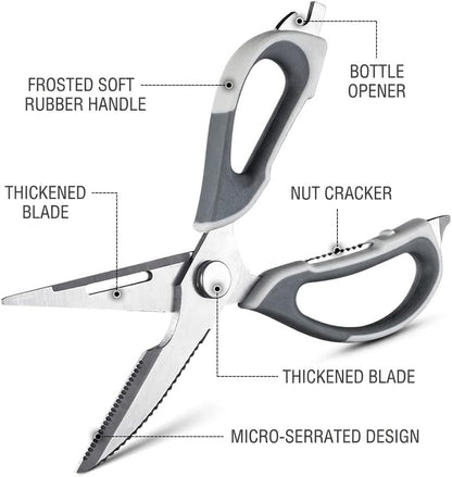 4-Pack Heavy Duty Kitchen Shears, Stainless Steel, Come-Apart Design for Easy Cleaning, Multi-Purpose Cooking Scissors with Magnetic Holder for Fridge Organization Kitchen Tools Set