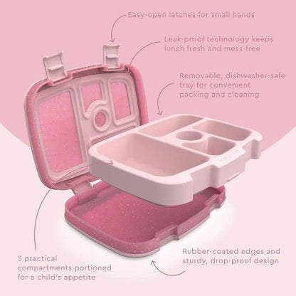 Bentgo Kids Bento-Style 5-Compartment Leak-Proof Lunch Box - Ideal Portion Sizes for Ages 3 to 7 - Durable, Drop-Proof, Dishwasher Safe, PFAS & BPA-Free & Made with Food-Safe Materials (Purple)