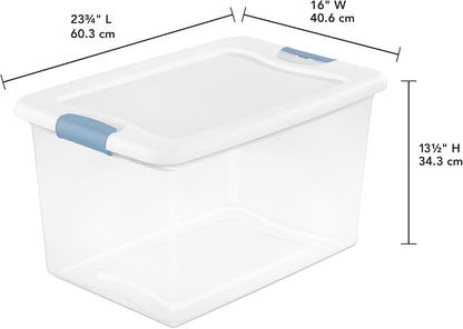 Sterilite 6-Pack Latching Box, Under Bed Storage Bins with Lids, Clear Plastic, 25 Quart - Heavy-Duty Organizing Containers for Closet, Bathroom, and Office