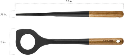 Staub Silicone with Wood Handle Cooking Utensil, Serving Spoon