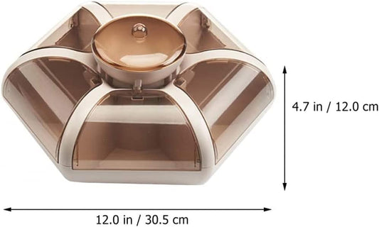Snack Serving Tray Rotating Storage Box 7 Compartment Fruit Candy Appetizer Serving Tray with Lid Food Server Display Plate