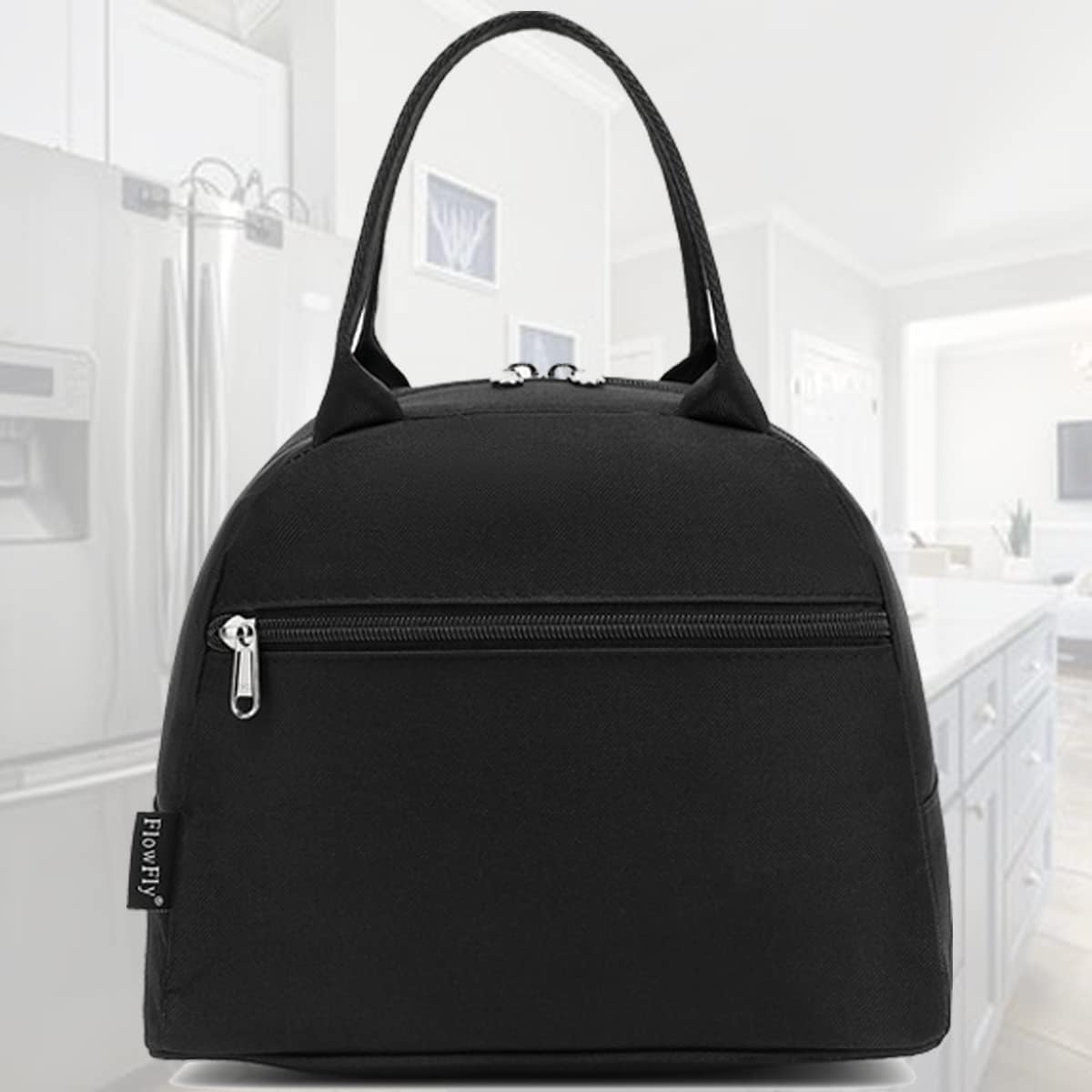 FlowFly Insulated Lunch Cooler Bag - Tote Bag Organizer for Women/Men, Black - Colors B