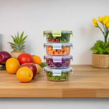 8 Pcs Square Glass Food Storage Container with Lids, 16OZ Square Glass Meal Prep Containers Set, 2 Cup glass Food Storage for Lunch Salad, Microwave, Oven, Freezer, Dishwasher Safe (4 Pack)