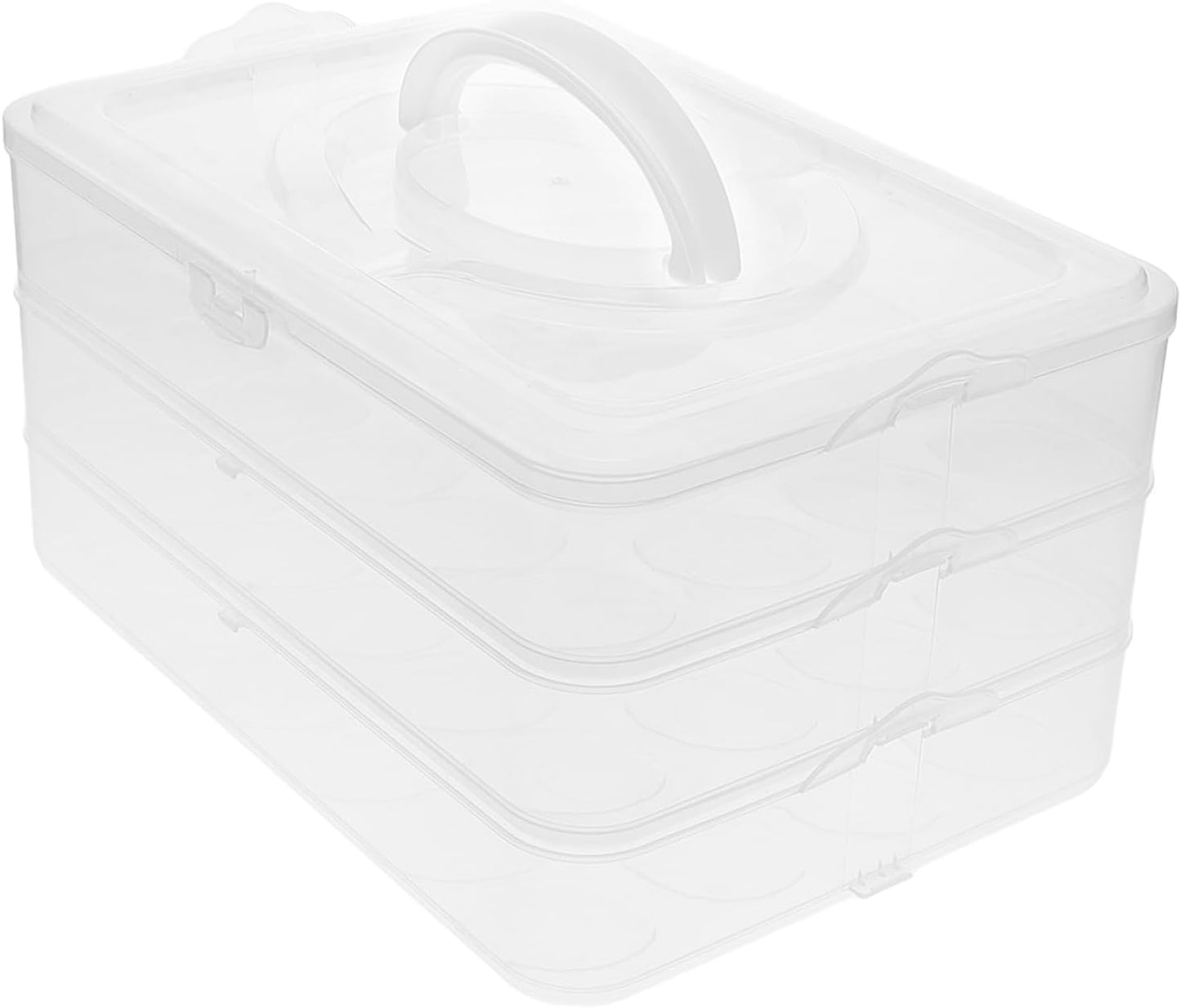 2layer Stackable Carrier with Lid Refrigerator Storage Box Portable and Secure Design for Parties and Kitchen Use Easy to Carry with Handle