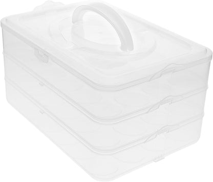 2layer Stackable Carrier with Lid Refrigerator Storage Box Portable and Secure Design for Parties and Kitchen Use Easy to Carry with Handle