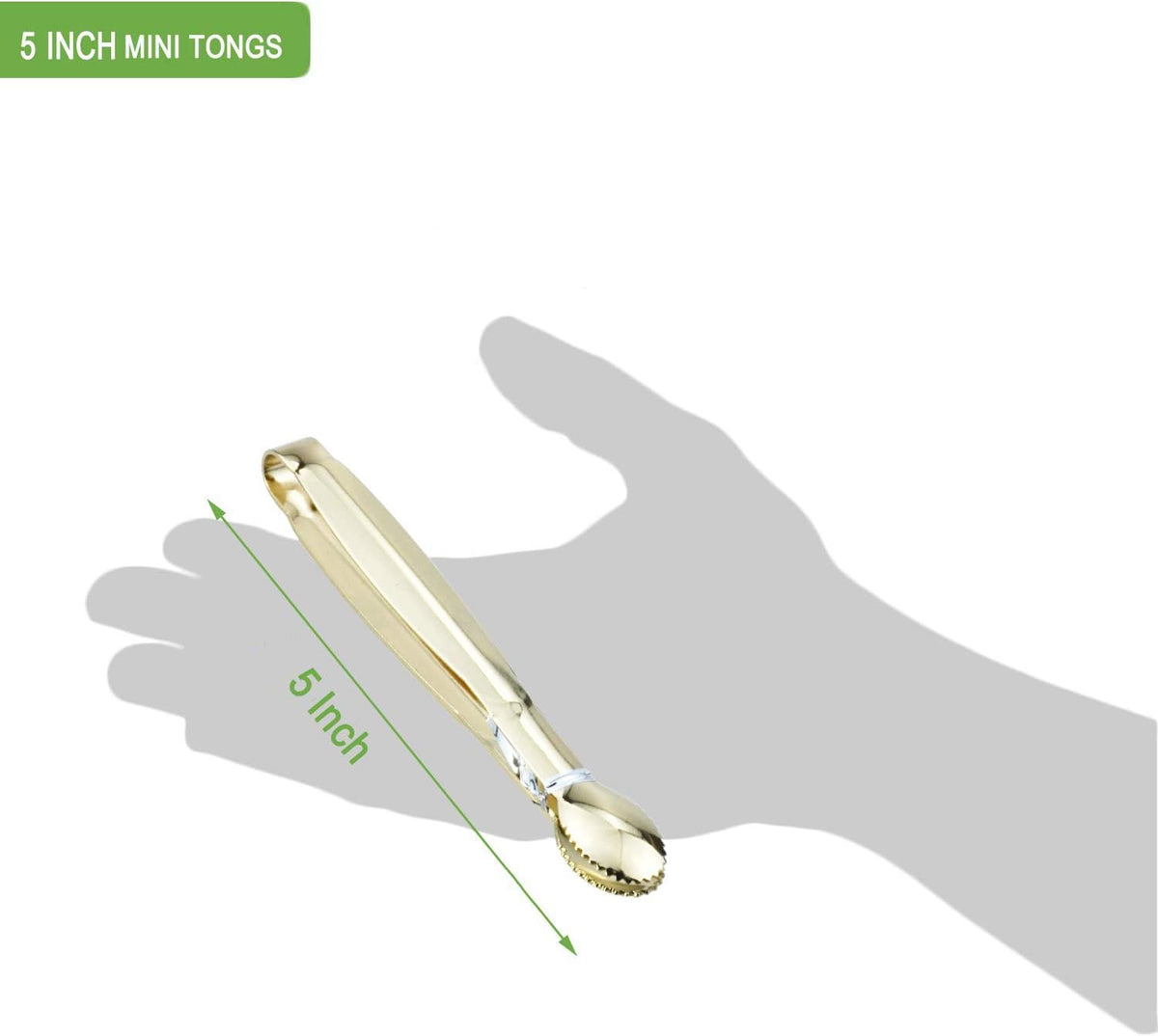 HINMAY Mini Appetizer Tongs 5.75" Stainless Steel Tongs, Set of 4 (Gold)