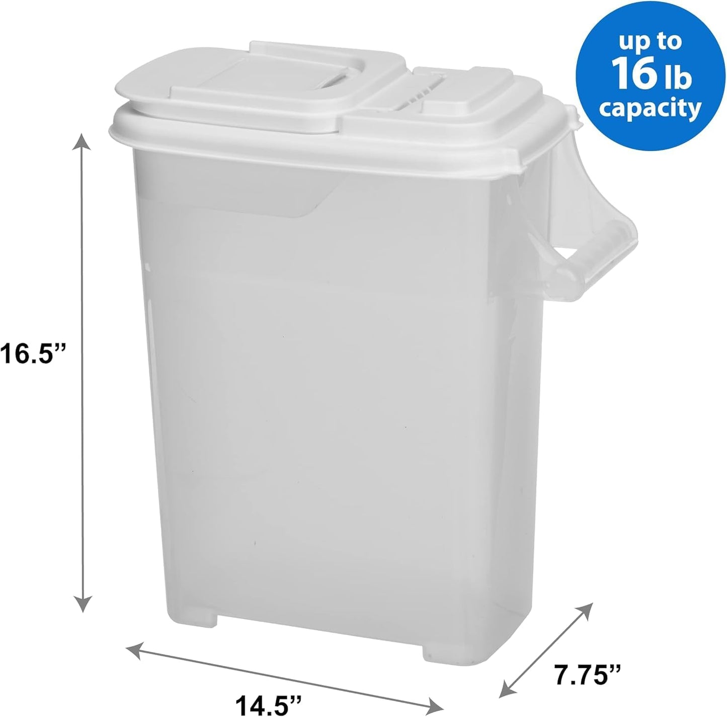 Buddeez Pet Food Storage Dispensers Plastic 4 Gallon - Airtight Flip Top for Freshness - Dry Dog Food, Cat Food or Bird Seed Plastic Containers (Set of 2)