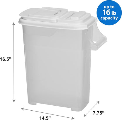 Buddeez Pet Food Storage Dispensers Plastic 4 Gallon - Airtight Flip Top for Freshness - Dry Dog Food, Cat Food or Bird Seed Plastic Containers (Set of 2)