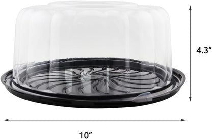 5Pcs 10Inch Disposable Plastic Cake Container with Dome Lids Clear Cupcake Holder for Cheesecake, Bundt Cake Pie Bakery Supplies