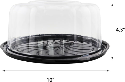 5Pcs 10Inch Disposable Plastic Cake Container with Dome Lids Clear Cupcake Holder for Cheesecake, Bundt Cake Pie Bakery Supplies