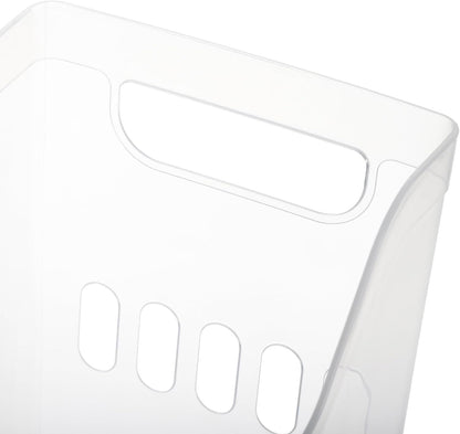 Peohud 3 Pack Freezer Organizer Bins with Wheels, Clear Plastic Pantry Storage Organizer with Handle, Tall Narrow Kitchen Organization Rolling Bins for Fridge, Cabinet, Bathroom, Under Sink, Office