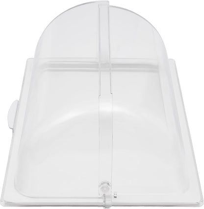 DYNAMI Food Serving Display Tray with Clear Roll Top Cover,Food Grade PC Tray White Food Serving Tray Dessert Display Tray forRestaurant Hotel Kitchen Party Buffet Serving Food,16.5 * 11in