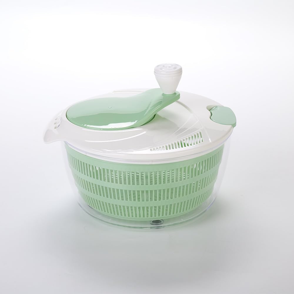 4.2L Green Salad Spinner & Lettuce Spinner for kitchen | BPA-FREE,Quick Drying,Dual Drainage Holes,Spinning Greens, Fruits, and Vegetables.