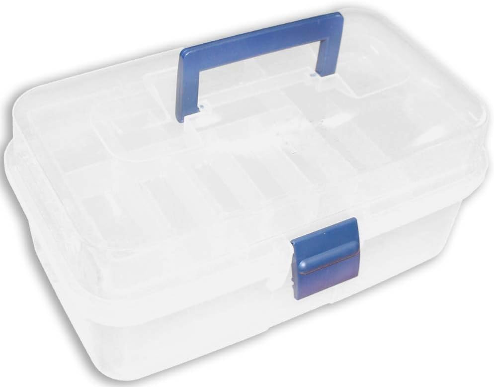 BIN BUDDY 3-Layer Stackable Clear Plastic Boxes | Removable Dividers | 5.75" (14.6 cm) x 5.75" (14.6 cm) x 5" (12.7 cm) | Ideal for Craft & Garage Organizing