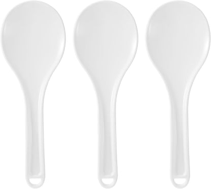 3Pcs Plastic Rice Spoon Paddle White Non Stick Hanging Rice Spatula