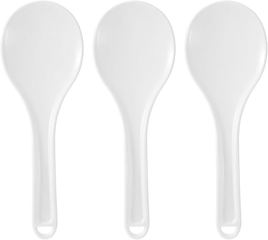 3Pcs Plastic Rice Spoon Paddle White Non Stick Hanging Rice Spatula