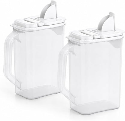 Cereal Containers Storage, Airtight 4 Quart Plastic Pantry Containers with Easy Grip Handles and Pour Spouts for Flour, Sugar, Rice, Cereal and Pet Food