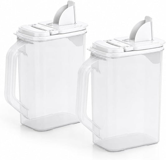 Cereal Containers Storage, Airtight 4 Quart Plastic Pantry Containers with Easy Grip Handles and Pour Spouts for Flour, Sugar, Rice, Cereal and Pet Food
