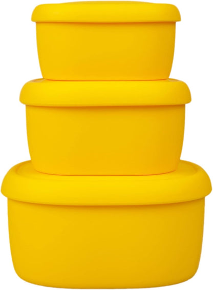 BLUE GINKGO Nesting Silicone Containers - Set of 3 Hard-Shell Silicone Food Storage Containers | BPA Free, Airtight, Dishwasher and Freezer Safe (6.7oz, 10oz, 20oz) - Green