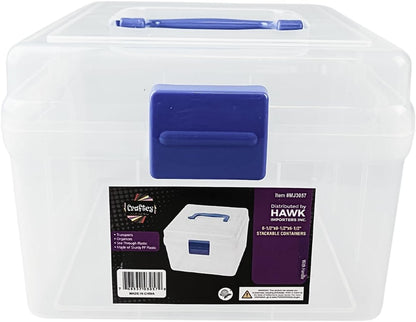 BIN BUDDY 3-Layer Stackable Clear Plastic Boxes | Removable Dividers | 5.75" (14.6 cm) x 5.75" (14.6 cm) x 5" (12.7 cm) | Ideal for Craft & Garage Organizing