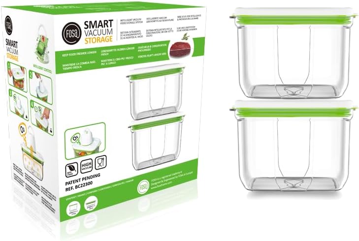 FOSA Vacuum Seal Containers (3-Pack, 34oz) – Airtight Food Storage Containers for Freshness | BPA-Free, Dishwasher Safe | Ideal for Meal Prep, Leftovers, Dry Goods (Pump Sold Separately)