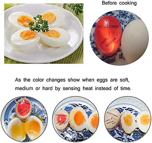 Egg Timer for Boiling Egg, 4 Pack Eco-Friendly Resin Egg Timers, Heat Sensitive Soft Medium Hard Boiled Egg Color Changing Timer Reusable Food Grade Safe Egg Timer Kitchen Gadget Tools, BPA Free