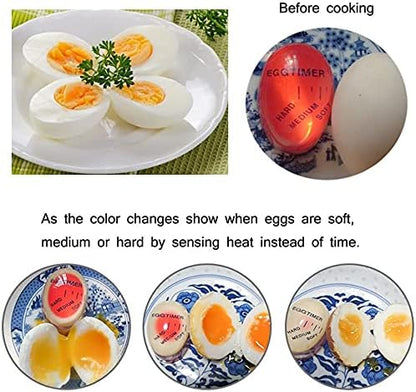 Egg Timer for Boiling Egg, 4 Pack Eco-Friendly Resin Egg Timers, Heat Sensitive Soft Medium Hard Boiled Egg Color Changing Timer Reusable Food Grade Safe Egg Timer Kitchen Gadget Tools, BPA Free