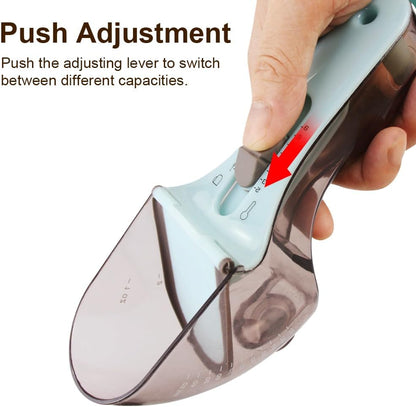Adjustable Measuring Spoons, Push-Pull Design Baking Measuring Spoon, Kitchen Spoon with Magnetic Base & Hanging Hole, Precise Measurement for Dry Liquid Ingredients