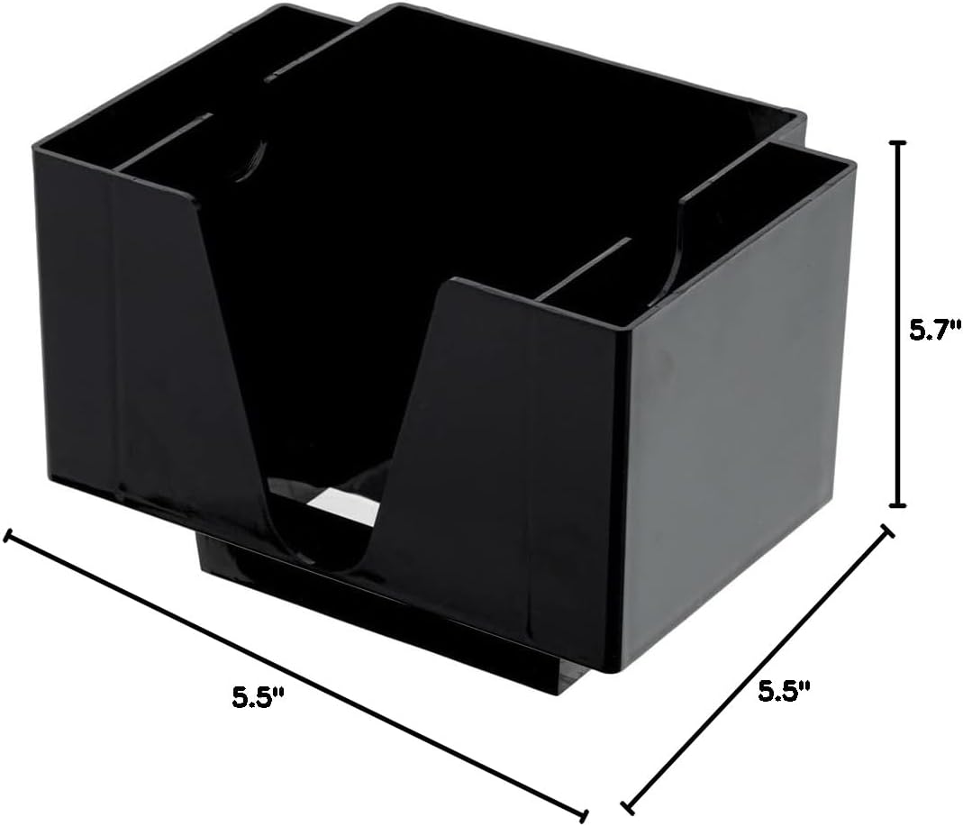 Restaurantware Bar Lux 7.9 Inch x 5.5 Inch Napkin Holder 1 3-Compartment Condiment Caddy - Rectangle Tabletop Black Plastic Napkin Caddy Refillable Easy Access