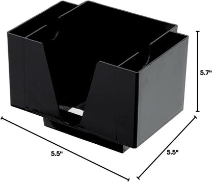Restaurantware Bar Lux 7.9 Inch x 5.5 Inch Napkin Holder 1 3-Compartment Condiment Caddy - Rectangle Tabletop Black Plastic Napkin Caddy Refillable Easy Access