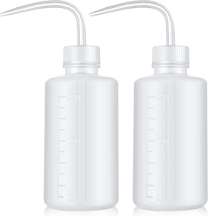 Wash Bottle 2pcs 250ml/8oz Safety Watering Tools, Economy Plastic Squeeze Washing Cleaning With Narrow Mouth Scale Labels for Medical Succulent Irrigation Plant (Black)
