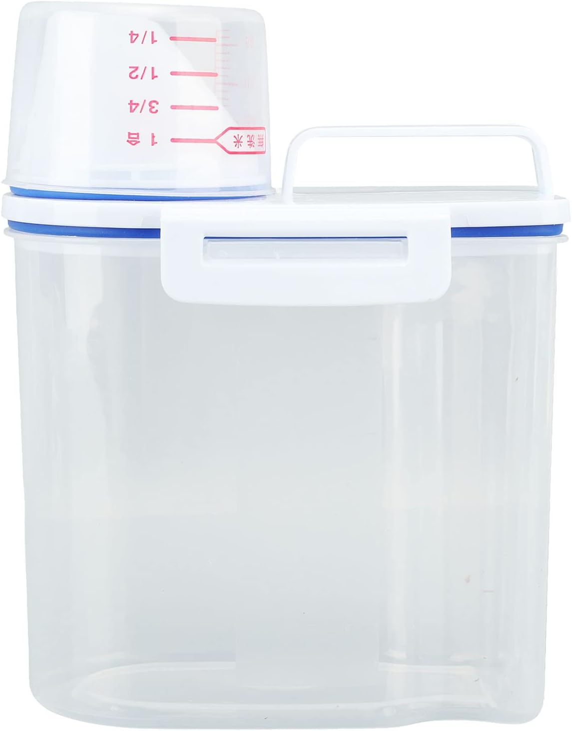 Fabater Rice Airtight Storage Container, 3 to 5Lbs Cereal Dry Food Flour Bin, Pet Dog Cat Food Dispenser with Measuring Cup, Clear Plastic Kitchen and Pantry Organization Bin (White)