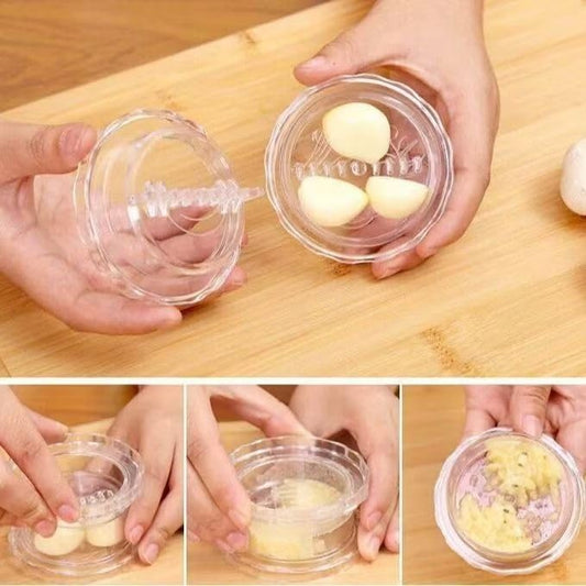 Garlic Twister Set of 2, Manual Garlic Crusher and Mincer, Garlic Press Rocker with Built-in Storage Chamber, Ginger Grinder, Easy Twist Garlic Chopper for Kitchen Cooking, BPA Free
