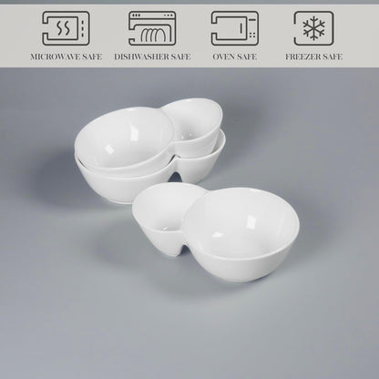 4 Pieces Chip and Dip Serving Set Ceramic Divided Serving Trays Platters Chip and Dip Bowl Compartment Cheese Ball Serving Dish Dumpling Plate for Party Appetizers Snacks Veggies, 7.1 Inch