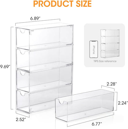 AIEVE Drink Packet Organizer, Water Drink Packet Holder with Removable Divider, Water Flavor Packet Organization Container for Kitchen Organizers and Storage (6 Compartments)