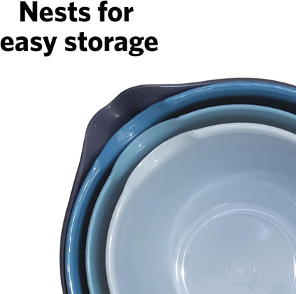 Glad Mixing Bowls with Pour Spout, Set of 4 - Nesting Plastic Bowls (1.2qt, 1.9qt, 2.8qt, and 3qt with Handle) - Non Slip Base, Dishwasher Safe Kitchen Cooking and Baking Supplies, Green