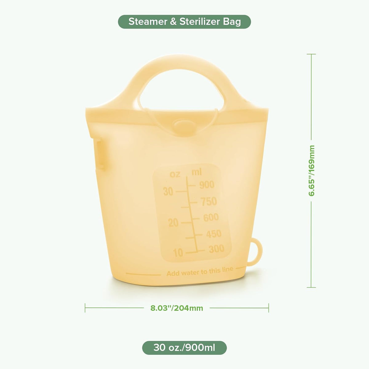 Haakaa Silicone Microwave Steamer & Steriliser Bag, 70oz/2000ml Large Capacity Reusable Steaming Bags for Baby Bottles, Breast Pump, Accessories, Pacifiers,Teethers, Great for Home&On The Go, Grey/1PC