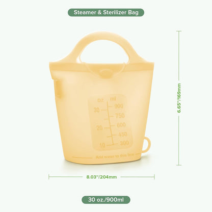 Haakaa Silicone Microwave Steamer & Steriliser Bag, 70oz/2000ml Large Capacity Reusable Steaming Bags for Baby Bottles, Breast Pump, Accessories, Pacifiers,Teethers, Great for Home&On The Go, Grey/1PC