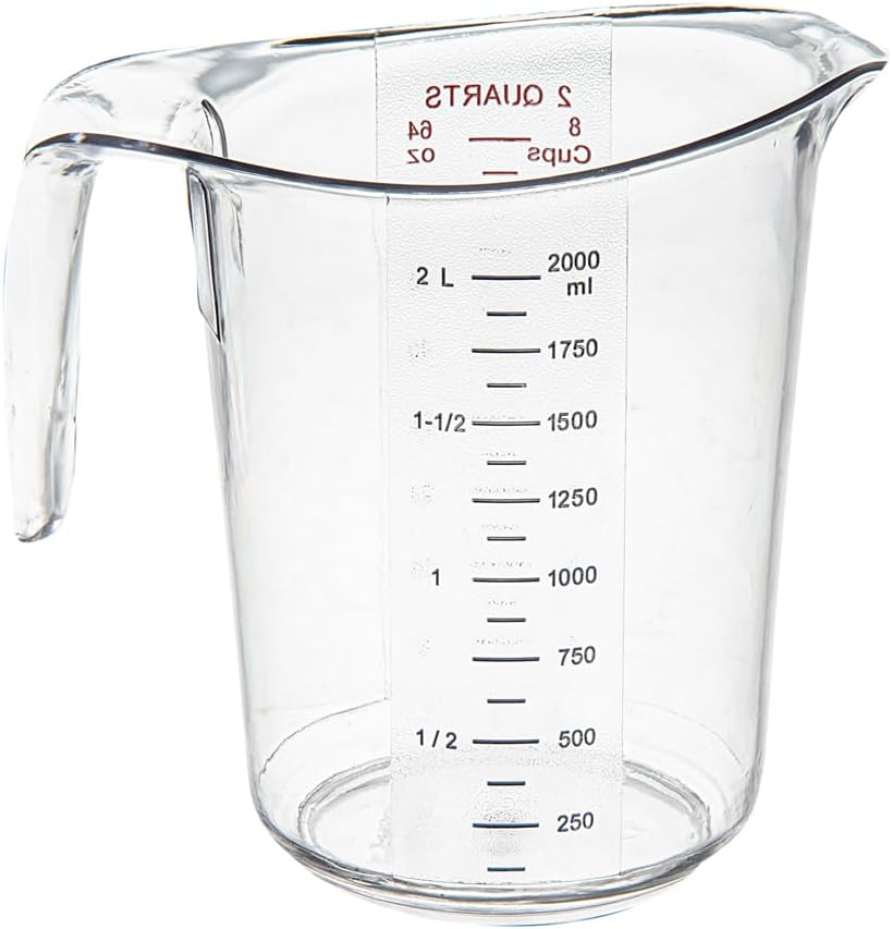 Restaurantware Plastic Measuring Cup - Chef 101 Measuring Jug with Dual Unit Markings, Dishwasher Safe - Clear Measuring Cup for Kitchen, Restaurants