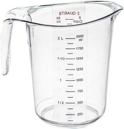 Restaurantware Plastic Measuring Cup - Chef 101 Measuring Jug with Dual Unit Markings, Dishwasher Safe - Clear Measuring Cup for Kitchen, Restaurants