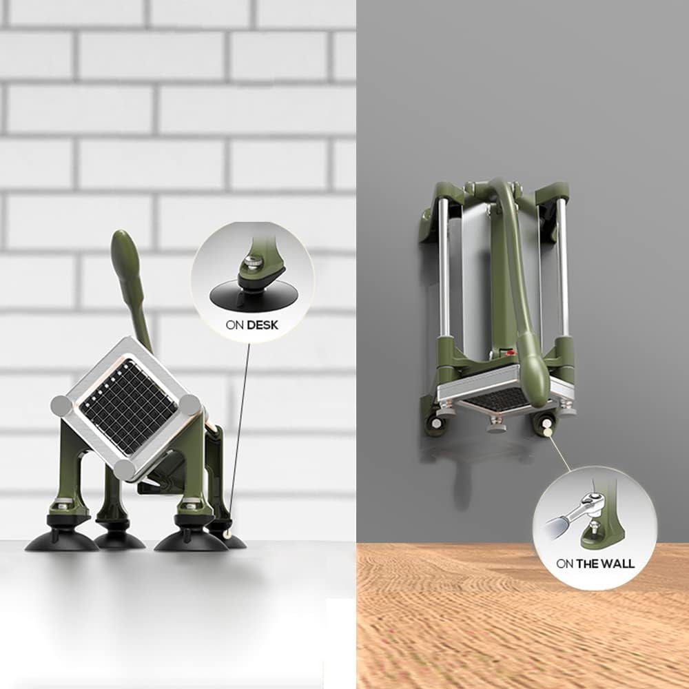 Commercial French Fry Cutter Stainless Steel.Potato Cutter for French Fries with 3/8 and 1/4Inch Blade, Commercial French Fry Cutter Manual Potatoes Cutting Machine with Suction Feet.