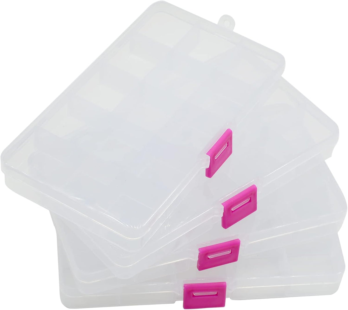 Yansanido 4 Pcs 15 Grids Clear 6.85 Inch X 3.85 Inch Adjustable Small Removable Clear Plastic Jewelry Organizer Divider Storage Box Jewelry Earring Tool Containers