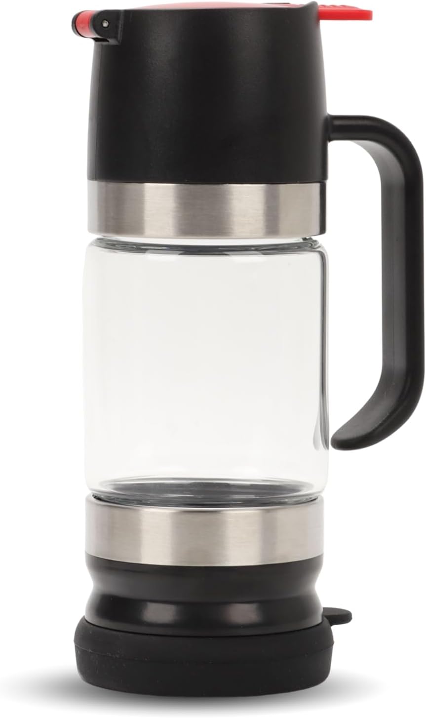 Tefola Glass Honey Dispenser No Drip - 10.65 OZ Honey Jar with Handle, Clear Honey Pot Syrup Dispenser for Coffee or Tea, Black